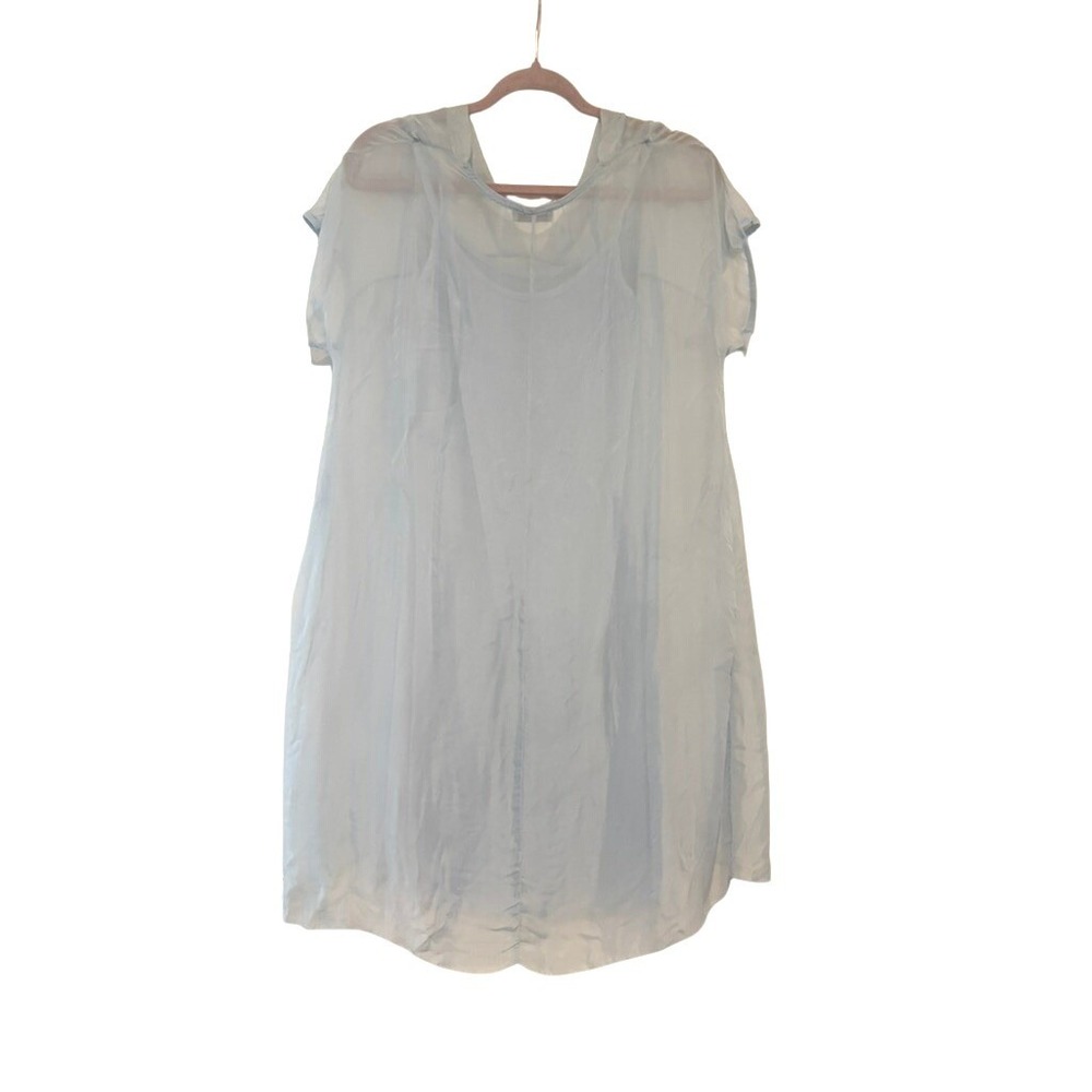 Angela Moda Italy sz M blue silk sheath dress V neck lined delicate I - Picture 2 of 2